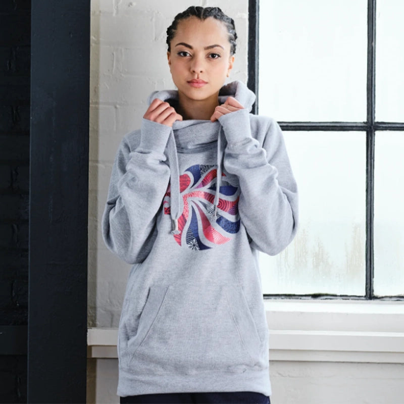 Team GB Lion Grey Hoodie Hoodie unisex front product view | Dash Racegear — Team GB Hoodie