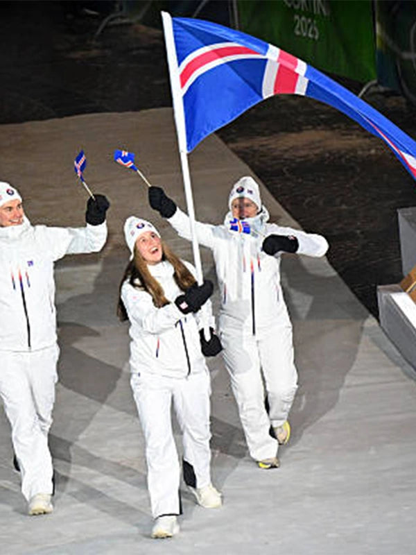 Winter Olympics 2026 Team Iceland Opening Ceremony Jacket Jacket unisex detail view 6 | Dash Racegear — Cheer on Team Iceland in the Milano Cortina 2026 white hooded jacket, perfect for opening ceremonies.