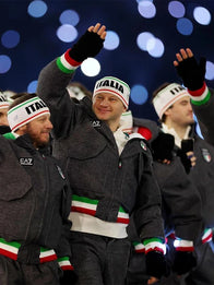 EA7 Emporio Armani Team Italy Opening Ceremony Jacket Jacket unisex front product view | Dash Racegear — Celebrate Milano Cortina 2026 in style with the EA7 Emporio Armani Team Italy grey wool bomber jacket.