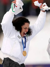 Federica Brignone 2026 Winter Olympics Team Italy Jacket Jacket unisex detail view 2 | Dash Racegear — Federica Brignone Team Italy white jacket by EA7 for Milano Cortina 2026, cozy and stylish for winter events.
