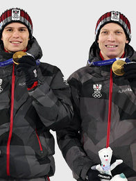 Winter Olympics 2026 Team Austria Grey Jacket Jacket unisex detail view 5 | Dash Racegear — Grey hooded jacket for Team Austria at Milano Cortina 2026 ski jumping event, sleek and fan-ready.