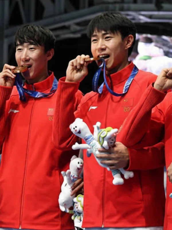 Winter Olympics 2026 Opening Ceremony Team China Red Jacket Jacket unisex detail view 3 | Dash Racegear — Milano Cortina 2026 red Team China jacket with hood and contrasting trims for fan pride and winter wear.