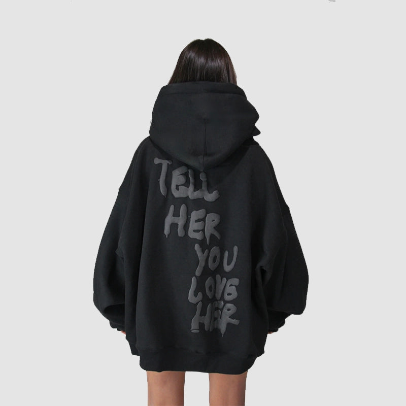 Tell Her You Love Her Hoodie Hoodie unisex front product view | Dash Racegear — Romantic Streetwear Hoodie – Tell Her You Love Her Edition