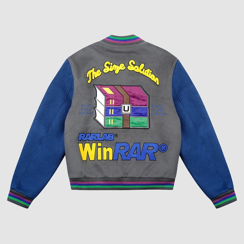 Tern x Winrar Varsity Jacket Varsity Jacket unisex detail view 2 | Dash Racegear — Tern and WinRAR varsity jacket with a retro-modern twist