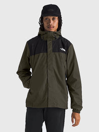 The North Face Men’s Antora Jacket Jacket unisex front product view | Dash Racegear — The North Face Men’s Antora Green & Black Jacket keeps men warm and dry with a sleek, sporty design.