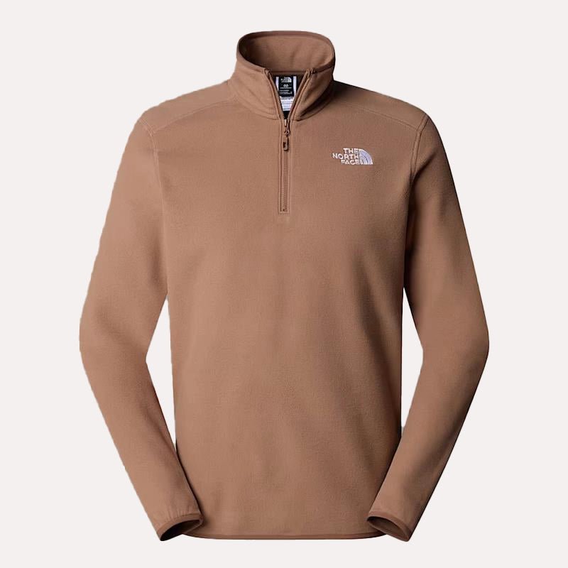 The North Face Glacier 1/4-Zip Brown Fleece Jacket Jacket unisex front product view | Dash Racegear — North Face Glacier Jacket – Brown 1/4-Zip Fleece Drop