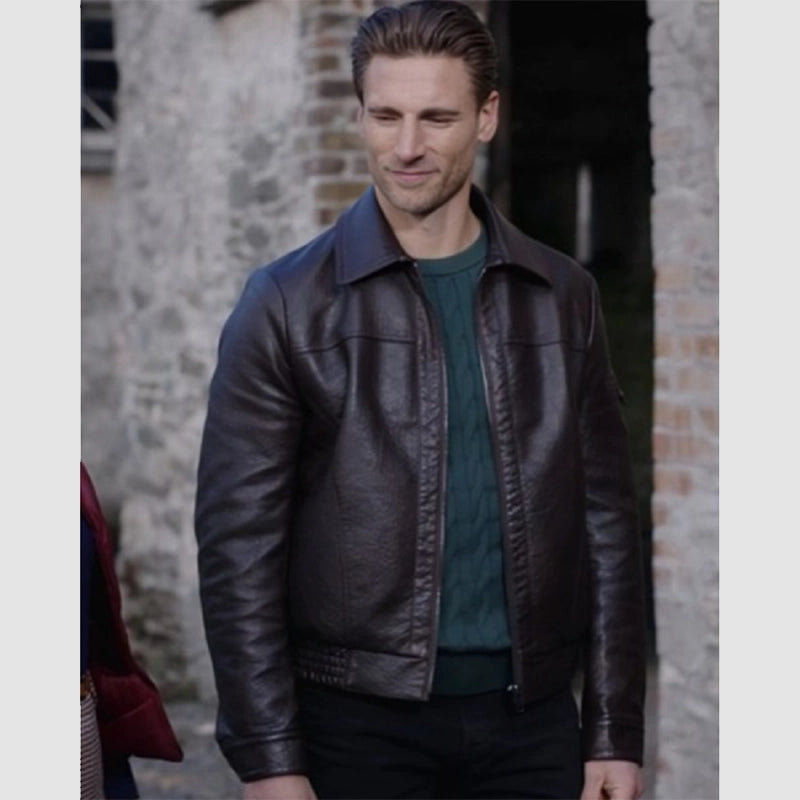 The Reluctant Royal Andrew W. Walker Leather Jacket Leather Jacket unisex front product view | Dash Racegear — Andrew W. Walker’s The Reluctant Royal Jacket – Premium Leather Design