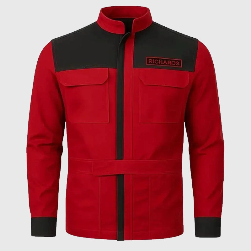 The Running Man 2025 Glen Powell Red Jacket Jacket unisex detail view 3 | Dash Racegear — Glen Powell The Running Man 2025 Signature Red Jacket