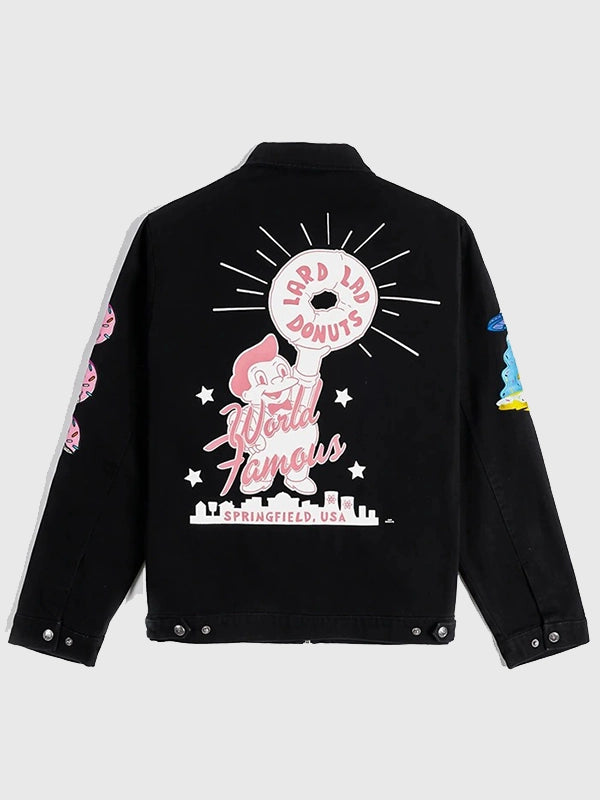 The Simpsons x Shoe Palace Donuts Work Jacket Jacket unisex detail view 2 | Dash Racegear — 2026 Shoe Palace x The Simpsons Black Lard Lad Donuts Work Bomber Jacket featuring premium comfort and bold animated-inspired everyday style.