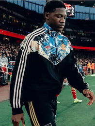 Manchester United x Adidas x The Stone Roses Jacket Jacket unisex detail view 2 | Dash Racegear — Unisex Adidas Stone Roses x Manchester United black track jacket, comfortable layer for game days or casual wear.
