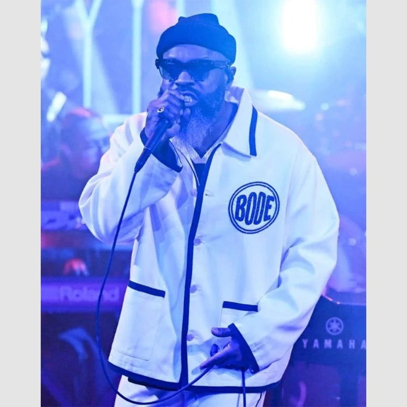 The Tonight Show Starring Jimmy Fallon Black Thought Jacket Jacket unisex front product view | Dash Racegear — Black Thought Jacket Appearance on The Tonight Show
