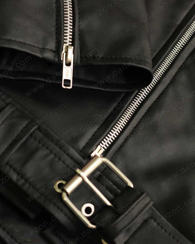 The Walking Dead Negan Jacket Biker Jacket unisex detail view 2 | Dash Racegear — The Walking Dead Black Leather Jacket