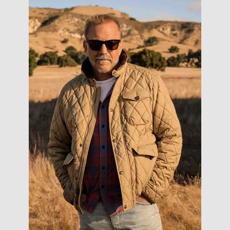 Kevin Costner’s The West Quilted Jacket Jacket unisex front product view | Dash Racegear — Rustic quilted jacket from Kevin Costner’s series The West