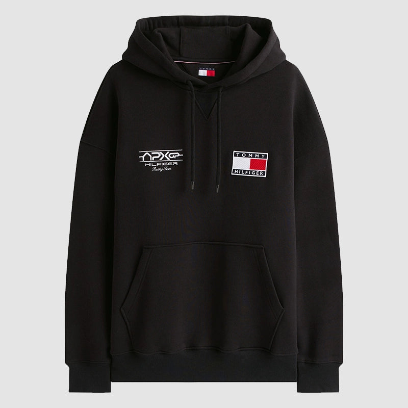 Tommy Hilfiger F1 Movie Graphic Hoodie Jacket unisex front product view | Dash Racegear — Tommy Hilfiger hoodie celebrating F1 The Movie launch