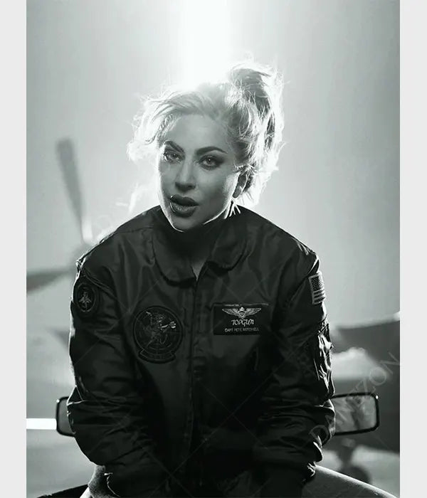 Lady Gaga Top Gun 2 Jacket Jacket unisex front product view | Dash Racegear — Top Gun 2 Lady Gaga Green Flight Jacket