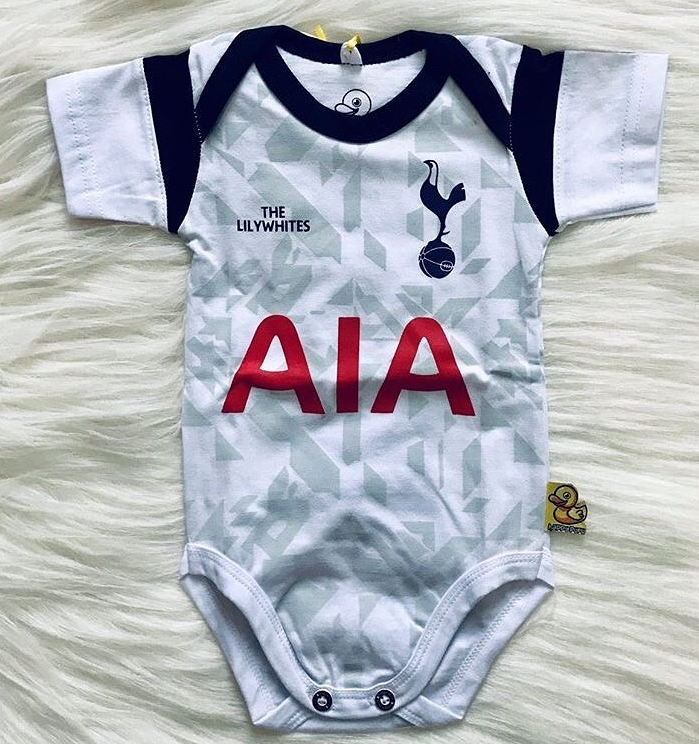 white denim romper Tottenham jersey | baby rompers - baby romper image 1