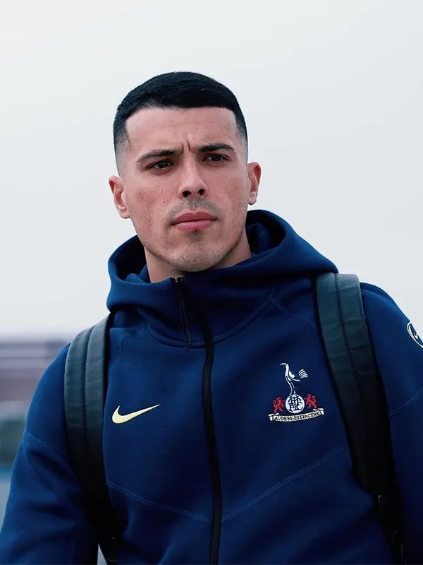 Spurs 2025/26 T90 Tech Fleece Hoodie Hoodie unisex detail view 3 | Dash Racegear — Tottenham Spurs FC 2025/26 Nike hoodie in navy T90 Tech Fleece, ideal for training or streetwear style.