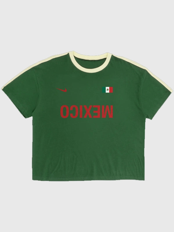 CJ x Nike Mexico Total 90 T-Shirt Shirt unisex front product view | Dash Racegear — Travis Scott Cactus Jack x Nike Mexico Total 90 green T-shirt inspired by football culture and street fashion.