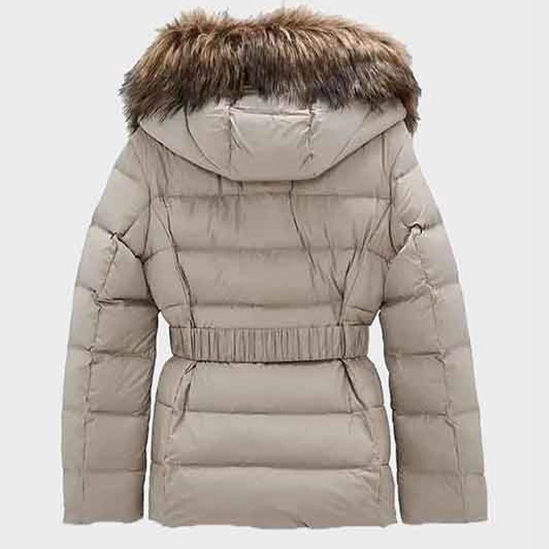 Womens Puffer Jacket With Fur Hood Puffer Jacket women detail view 2 | Dash Racegear — Womens Fur Hooded Puffer Jacket
