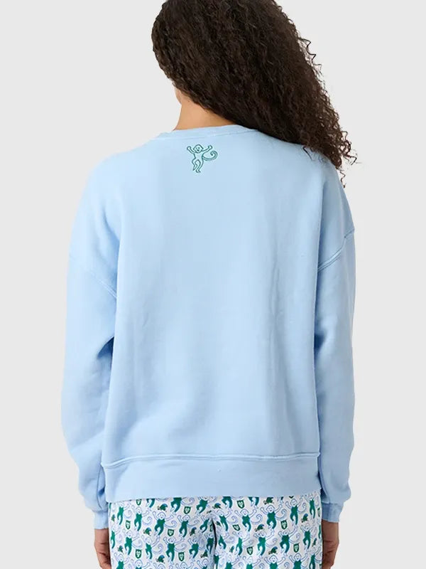 Tulane Greenwave Andie Crewneck Sweatshirt Sweatshirt unisex detail view 2 | Dash Racegear — Tulane Greenwave blue crewneck fleece by Rollar Rabbit Andie, cozy sweatshirt for fans who want relaxed sporty style