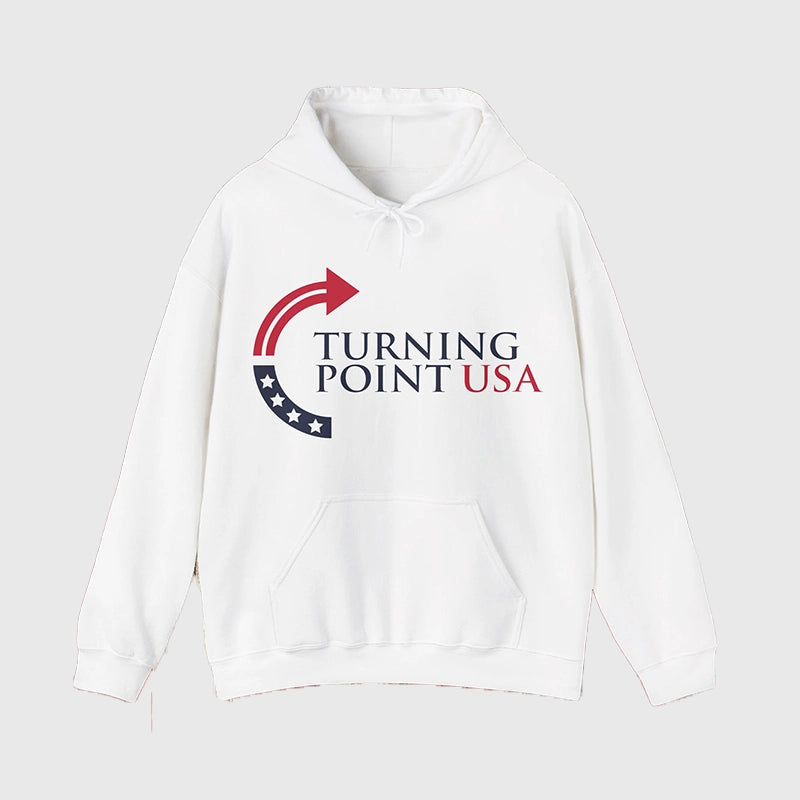 Turning Point USA Hoodie Hoodie unisex front product view | Dash Racegear — Turning Point USA pullover hoodie perfect for casual street style