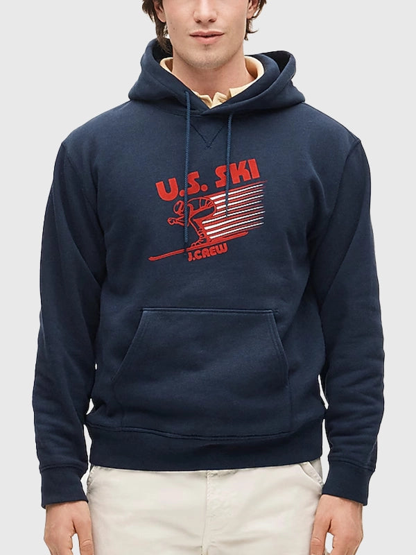 U.S. Ski & Snowboard by J.Crew Hoodie Hoodie unisex detail view 2 | Dash Racegear — U.S. Ski & Snowboard by J.Crew Pullover Hoodie, navy fleece hoodie with soft lining for relaxed style.