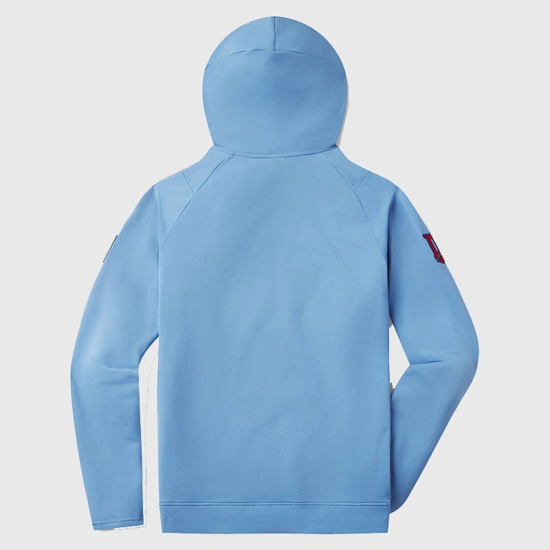 UNRL x Twins Crossover Drop 3 Hoodie Hoodie unisex detail view 3 | Dash Racegear — Comfortable blue fleece pullover hoodie from UNRL’s 2025 Minnesota Twins collection