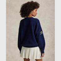Polo Ralph Lauren US Open Crewneck Fleece Sweatshirt Sweatshirt unisex detail view 7 | Dash Racegear — Unisex Polo Ralph Lauren US Open 2025 navy fleece crewneck sweatshirt with bold logo design.