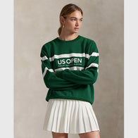 Ralph Lauren US Open 2025 Vintage Fit Sweatshirt Sweatshirt unisex detail view 3 | Dash Racegear — Polo Ralph Lauren US Open 2025 sweatshirt in green fleece with striped detailing.