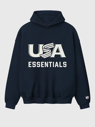 Essentials USA Baseball Sport Hoodie Hoodie unisex front product view | Dash Racegear — Essentials Fear of God 2026 USA Baseball sport fleece hoodie with pullover design for casual fan style.