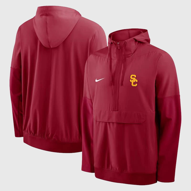 USC Trojans Nike Anorak Half-Zip Jacket Jacket unisex front product view | Dash Racegear — Fight On in Style – USC Trojans Nike Half-Zip Anorak