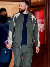 Undefeated x Air Jordan Stephen Curry Jacket Jacket unisex front product view | Dash Racegear — Air Jordan x Undefeated green jacket inspired by Stephen Curry, premium streetwear for modern basketball style.