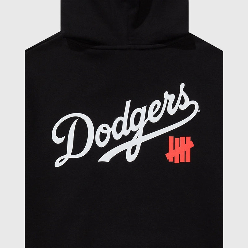 Undefeated x NE x Dodgers Stacked Logo Hoodie Hoodie unisex detail view 8 | Dash Racegear — Undefeated Dodgers hoodie with bold stacked logo by New Era