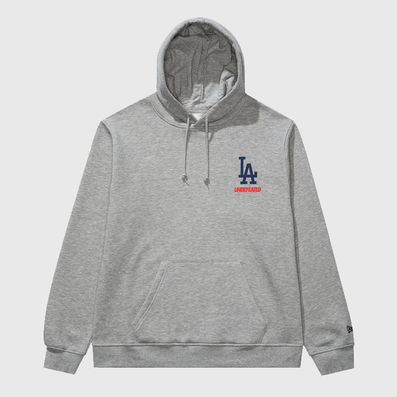 Undefeated x NE x Dodgers Stacked Logo Hoodie Hoodie unisex front product view | Dash Racegear — Exclusive Undefeated x New Era collaboration Dodgers stacked hoodie