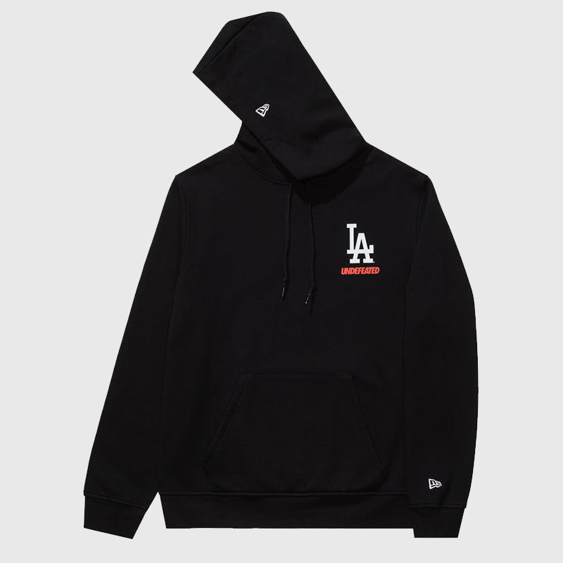Undefeated x NE x Dodgers Stacked Logo Hoodie Hoodie unisex detail view 7 | Dash Racegear — Streetwear hoodie featuring Dodgers stacked logo, Undefeated x NE design