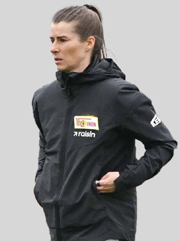 Marie-Louise Eta Union Berlin Training Jacket Jacket unisex detail view 4 | Dash Racegear — Union Berlin black hooded training jacket, Marie-Louise Eta coaching style for football and streetwear outfits.