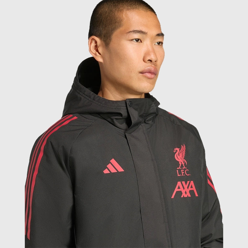 LFC Adidas 25/26 Domestic Long Match Day Jacket Jacket unisex detail view 6 | Dash Racegear — Long Adidas match day parachute jacket for Liverpool FC in Black