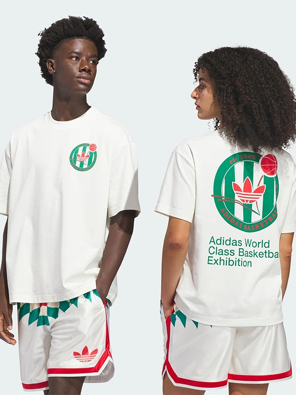 Adidas Basketball Crest T-Shirt Shirt unisex detail view 2 | Dash Racegear — White 2026 Adidas Basketball Crest T-Shirt, men & women, ideal for game days or casual street style.