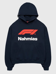 Nahmias x F1 Logo Hoodie Hoodie unisex front product view | Dash Racegear — 2026 Nahmias x Formula 1 navy logo hoodie gives luxury street appeal, unisex comfort, ideal for fans of motorsport fashion