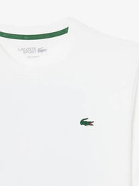 Lacoste Ultra Dry Printed White Tennis T-Shirt Shirt unisex detail view 4 | Dash Racegear — Lacoste Ultra Dry 2026 white tennis tee, moisture-wicking fabric, clean sporty look for men and women active wear.
