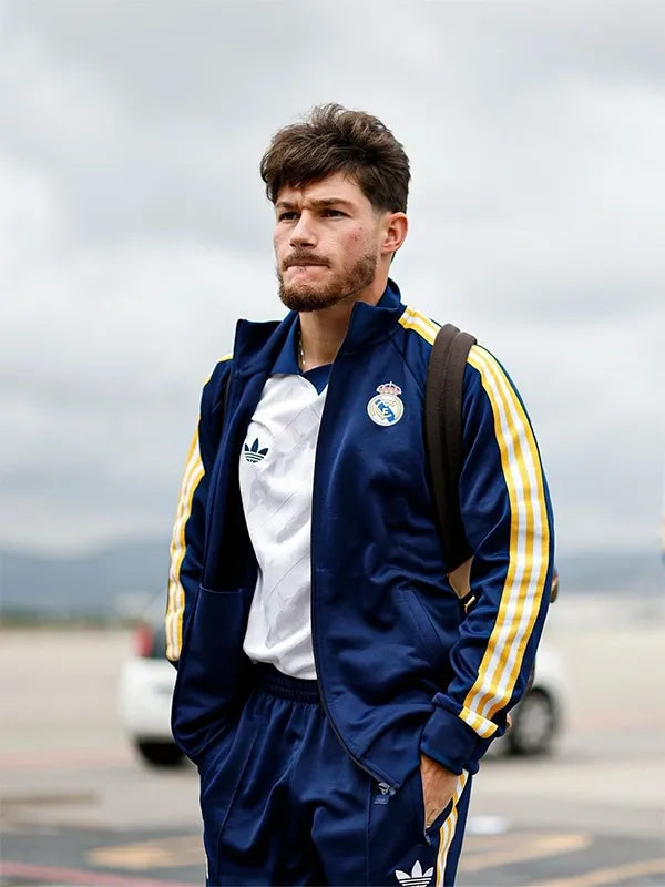 Real Madrid Adidas 2025/26 Track Jacket Jacket unisex detail view 5 | Dash Racegear — 2025/26 Navy Blue Adidas Real Madrid Track Jacket sporty silhouette with club pride made for men and women fans