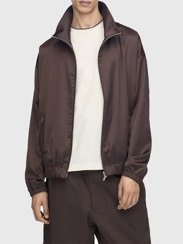 Adidas x Wales Bonner x Y-3 Satin Jacket Jacket unisex detail view 3 | Dash Racegear — Dark brown unisex jacket from Adidas x Wales Bonner x Y-3 2026 delivers a smooth satin sheen with a modern casual luxury vibe.