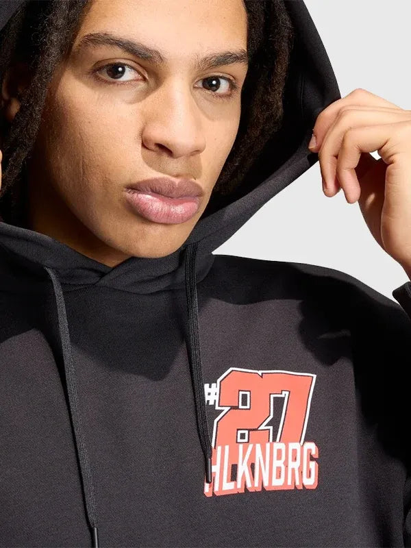 Audi F1 adidas Nico Hulkenberg Hoodie Hoodie unisex detail view 4 | Dash Racegear — Black adidas hoodie with subtle driver accents, soft lining, and bold graphics for everyday racing style.