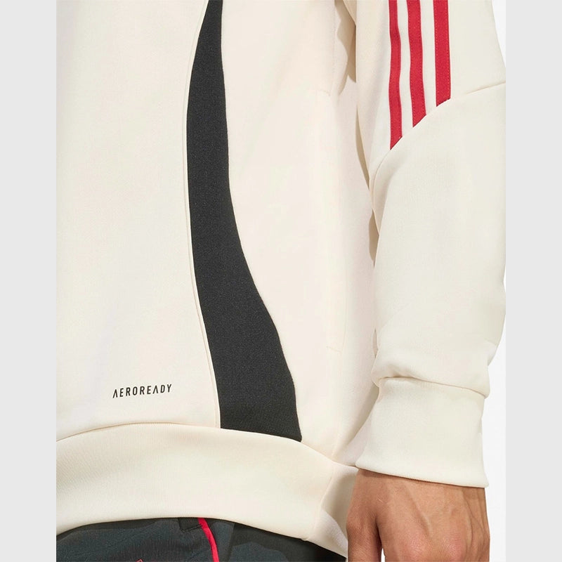 LFC Adidas 25/26 Domestic Training Hoodie Hoodie unisex detail view 5 | Dash Racegear — 2025/26 LFC domestic hoodie in soft white fleece with performance fit