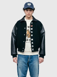 Human Made Stadium Varsity Jacket Varsity Jacket unisex detail view 4 | Dash Racegear — Human Made 2025 Black Stadium Wool & Leather Jacket combines timeless varsity vibes with modern street style.