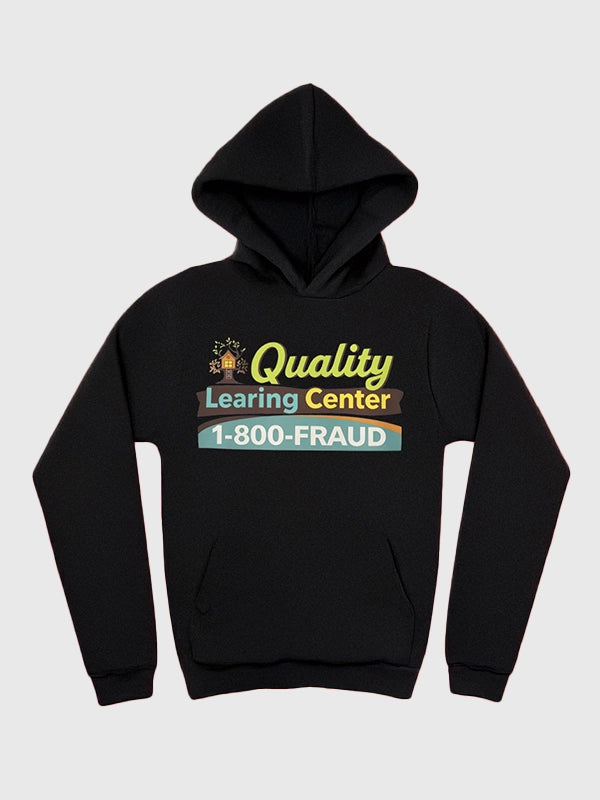 Quality Learing Center Black Hoodie Hoodie unisex detail view 2 | Dash Racegear — Black pullover fleece hoodie inspired by Quality Learning Center with soft, everyday comfort