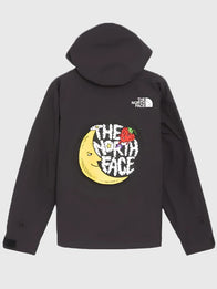 The North Face x Sky High Farm Rain Jacket Jacket unisex detail view 2 | Dash Racegear — The North Face black graphic rain jacket, Sky High Farm collab with relaxed fit for modern weather protection.