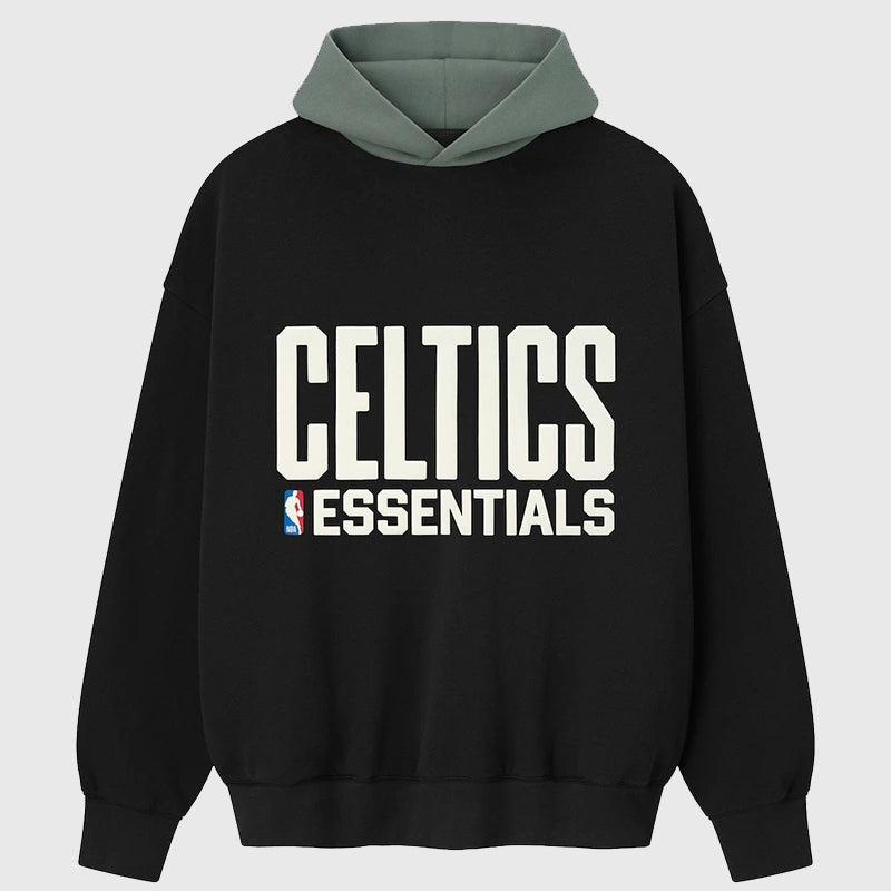 Boston Celtics Fear of God x NBA Sport Hoodie Hoodie unisex front product view | Dash Racegear — Minimal luxury Celtics hoodie from Fear of God x NBA collab