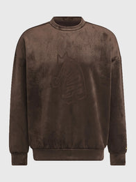 Adidas Chinese New Year Satin Crew Sweatshirt Sweatshirt unisex front product view | Dash Racegear — Brown satin crew sweatshirt inspired by Adidas Chinese New Year 2026, recreated with bold graphic detailing and refined texture