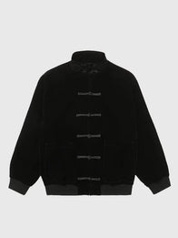 CLOT Velvet Jacket Jacket unisex front product view | Dash Racegear — Unisex CLOT black velvet jacket with soft sheen and relaxed fit, perfect for elevated streetwear vibes.